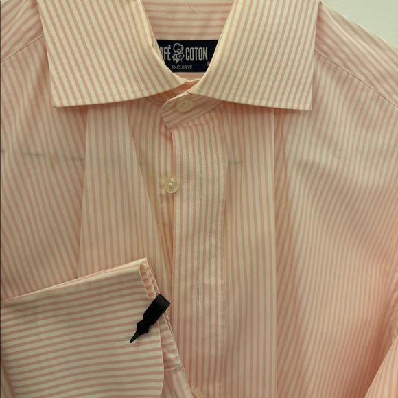Cafe Coton pink and white French cuff shirt - size - 42/ 16 1/2 - Picture 3 of 3